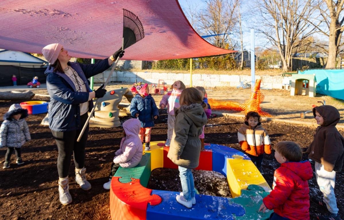 Children play outside at Our World of Learning Child Development Center in Alexander County in December 2024. (File photo by Julia Rendleman)
