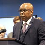 Illinois Attorney General Kwame Raoul speaks about his office’s actions against the Trump administration during a Jan. 20, 2026, news conference marking the one-year anniversary of President Donald Trump’s second inauguration. (Capitol News Illinois photo by Maggie Dougherty)