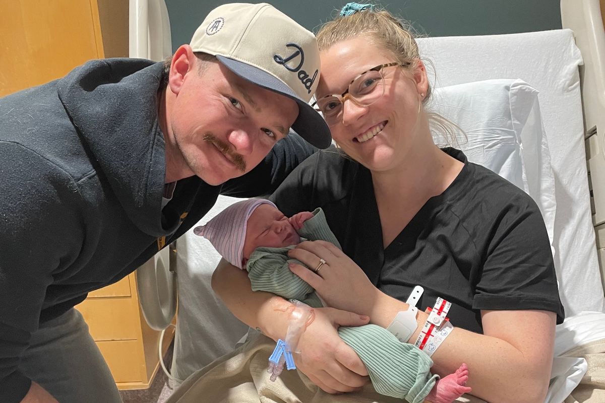 Amy Dhabalt-Barker with husband Matt Barker and son Theodore Barker