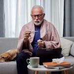 Elderly Man Sick with the Flu