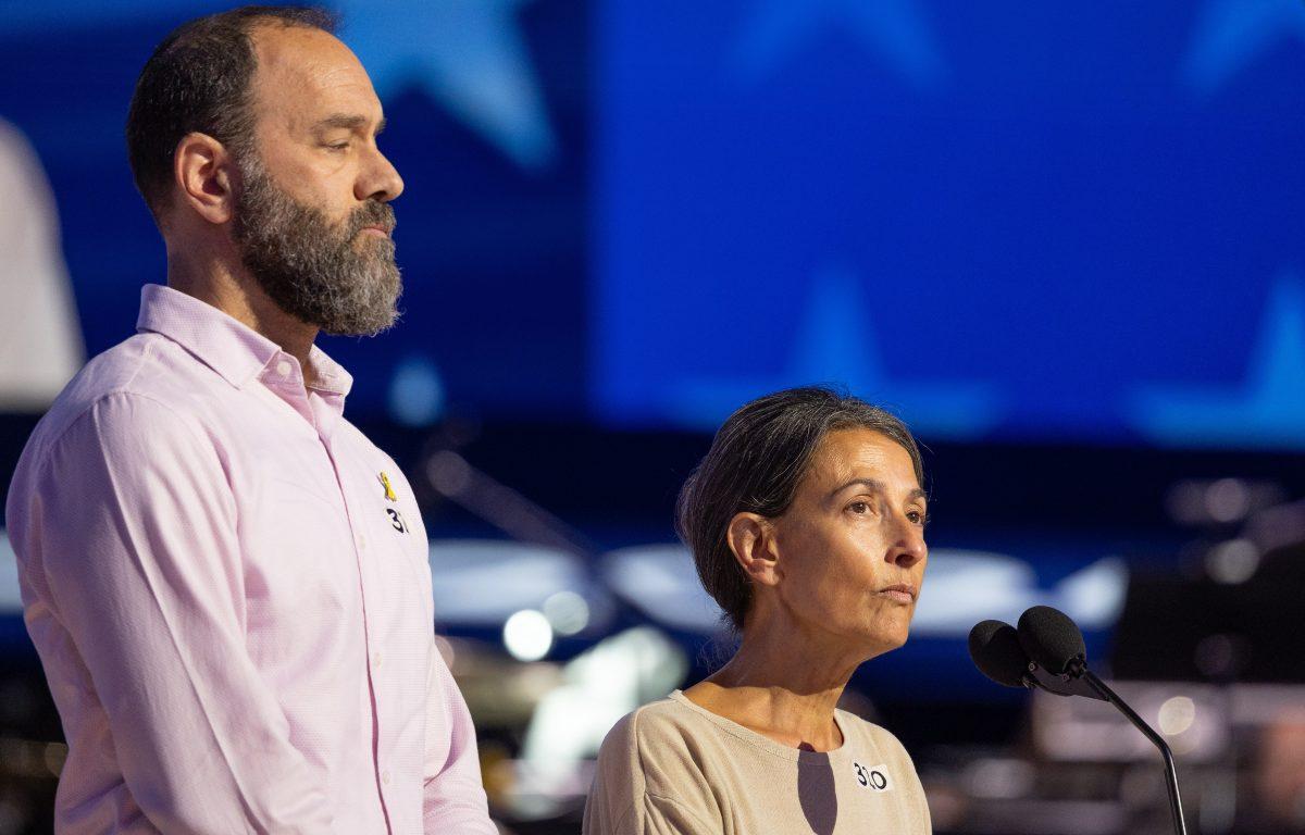 Rachel Goldberg and Jonathan Polin, parents of a Israeli-American hostage Hersh Goldberg-Polin, speak at the Democratic National Convention.