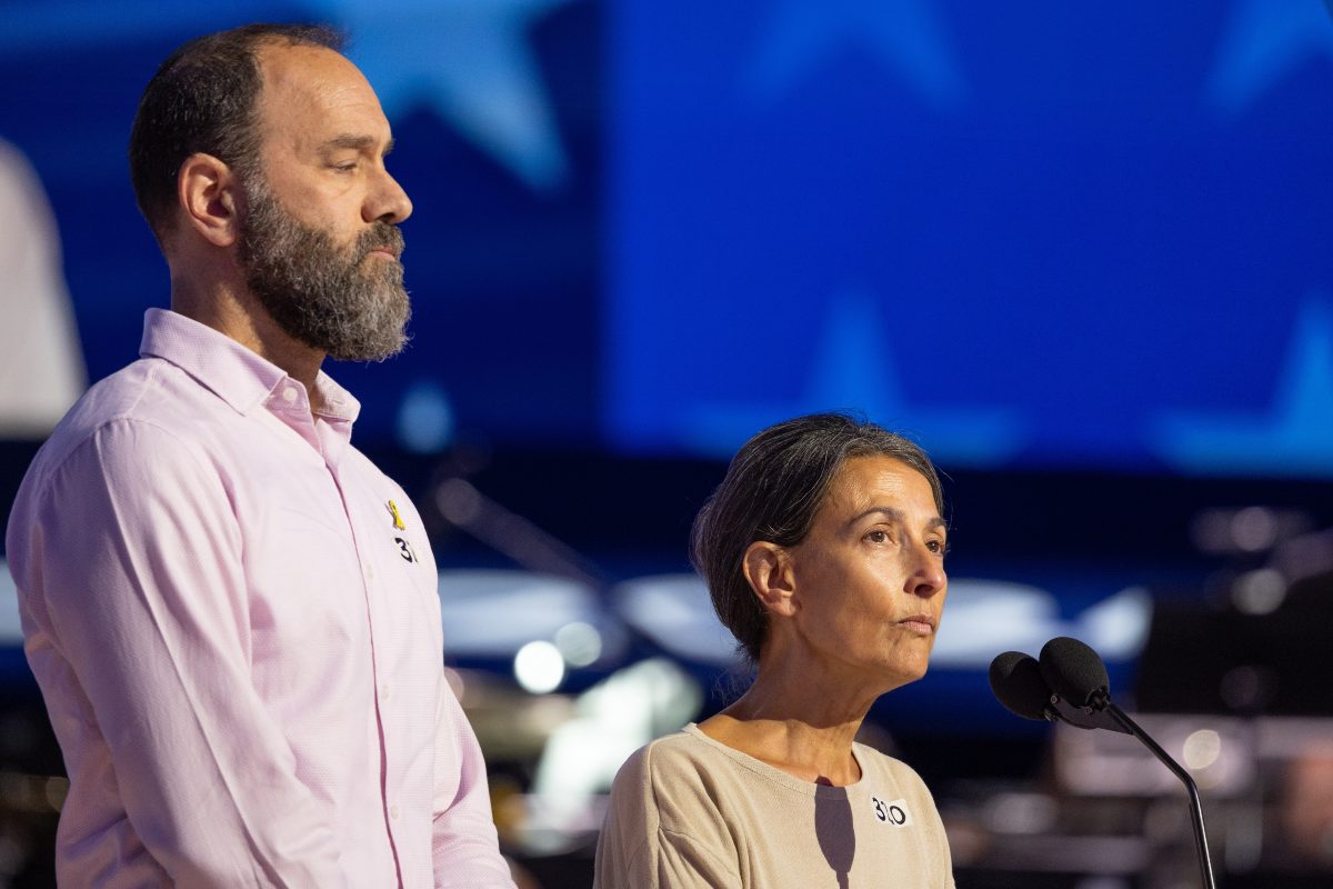 Rachel Goldberg and Jonathan Polin, parents of a Israeli-American hostage Hersh Goldberg-Polin, speak at the Democratic National Convention.