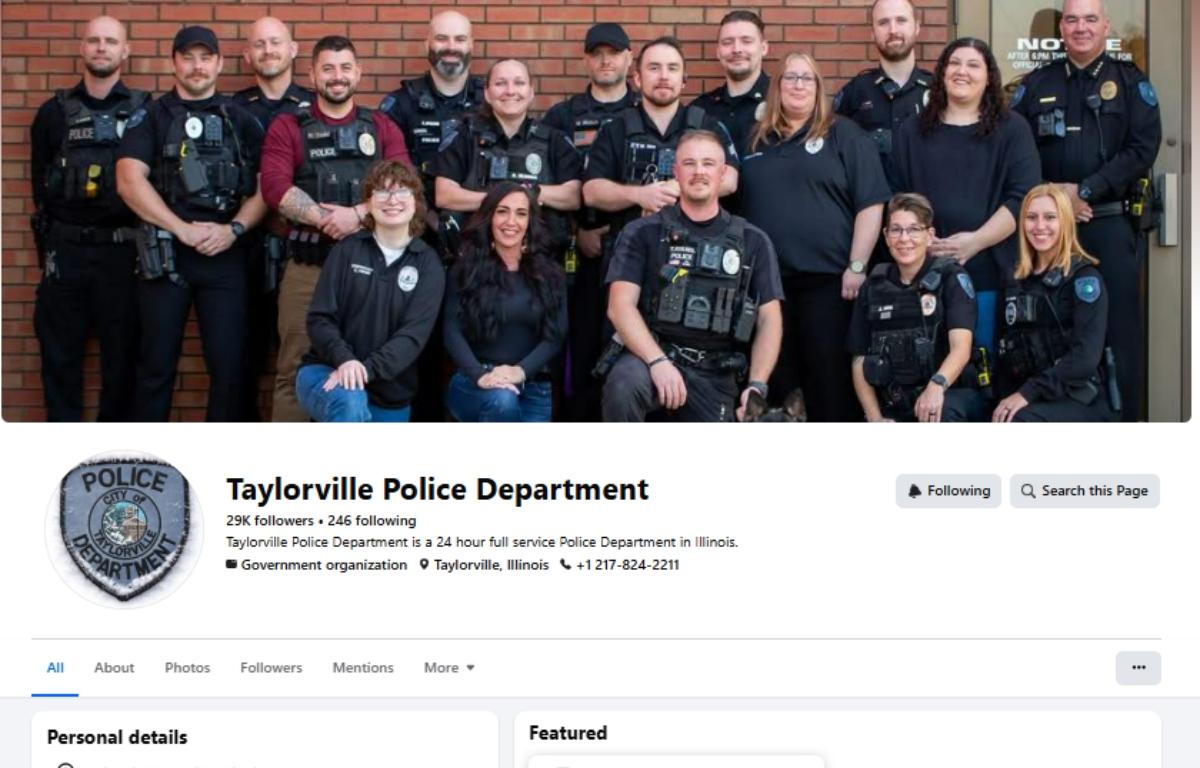 A screenshot of part of the Taylorville Police Facebook page.