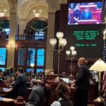 Governor JB Pritzker gives his budget address to the Illinois General Assembly Feb. 18, 2026, in the Illinois House Chamber.
