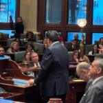 Governor JB Pritzker gives his budget address to the Illinois General Assembly Feb. 18, 2026, in the Illinois House Chamber.