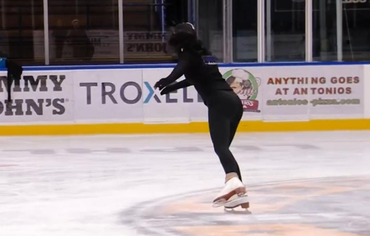 A Springfield Figure Skating Club member takes to the ice at the Nelson Center.