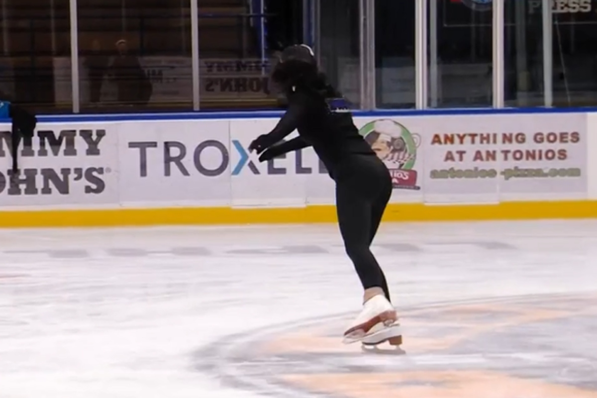 A Springfield Figure Skating Club member takes to the ice at the Nelson Center.
