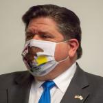 Gov. JB Pritzker wears an Illinois face mask amid the COVID-19 pandemic in 2021. (Capitol News Illinois file photo by Jerry Nowicki)