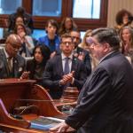 Gov. JB Pritzker delivers his State of the State and budget address before the General Assembly at the Illinois State Capitol, Wednesday, Feb. 19. 2026. (Capitol News Illinois file photo by Andrew Adams)
