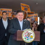 Gov. JB Pritzker speaks at an event at the Illinois AFL-CIO in Springfield on Aug. 14, 2025. (Capitol News Illinois photo by Jerry Nowicki)
