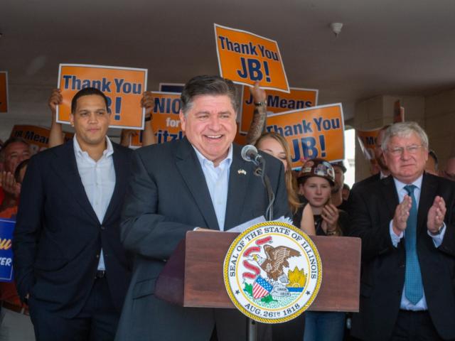 Gov. JB Pritzker speaks at an event at the Illinois AFL-CIO in Springfield on Aug. 14, 2025. (Capitol News Illinois photo by Jerry Nowicki)