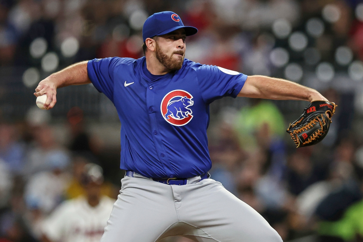 FILE - Chicago Cubs pitcher Aaron Civale delivers in the seventh inning of a baseball game against the Atlanta Braves, Monday, Sept. 8, 2025, in Atlanta. (AP Photo/Colin Hubbard, File)