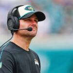 FILE - Jacksonville Jaguars offensive coordinator Press Taylor walks the sideline during an NFL football game against the Indianapolis Colts, Sunday, Oct. 6, 2024, in Jacksonville, Fla. (AP Photo/Gary McCullough, File)
