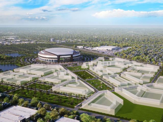 A conceptual image of a domed Chicago Bears stadium in Arlington Heights. (Courtesy of the Chicago Bears)