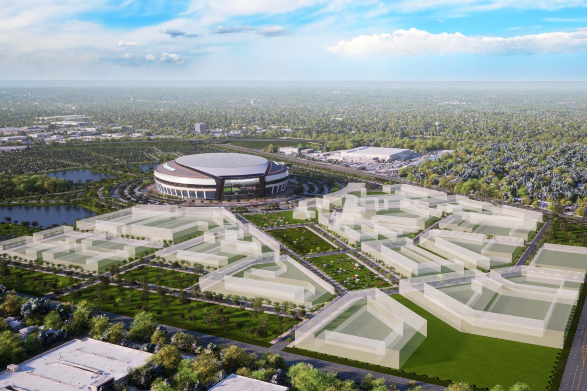 A conceptual image of a domed Chicago Bears stadium in Arlington Heights. (Courtesy of the Chicago Bears)