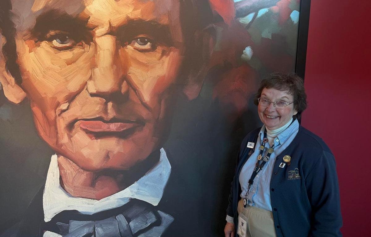 Springfield native Mary Disseler is a long-time volunteer at the Abraham Lincoln Presidential Museum, where she educates visitors about the legacy of America’s 16th president. (Medill Illinois News Bureau photo by Erika Tulfo)