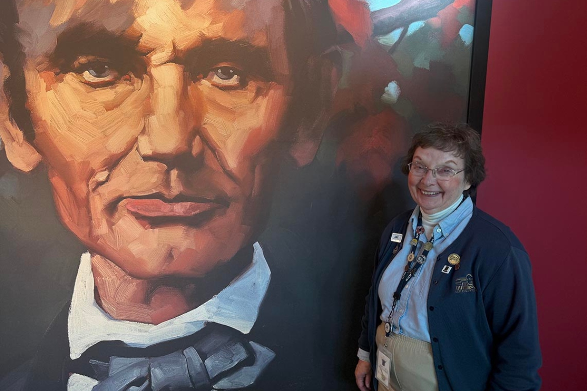 Springfield native Mary Disseler is a long-time volunteer at the Abraham Lincoln Presidential Museum, where she educates visitors about the legacy of America’s 16th president. (Medill Illinois News Bureau photo by Erika Tulfo)