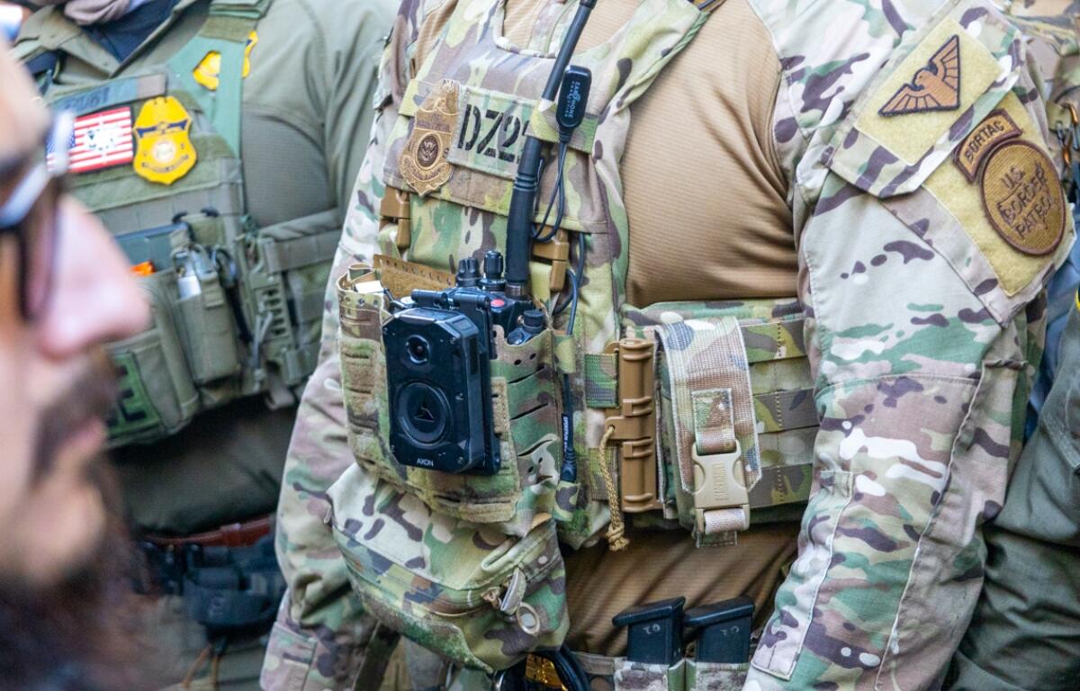 Border Patrol agent wears a body camera in Chicago in October. (Capitol News Illinois file photo by Andrew Adams)