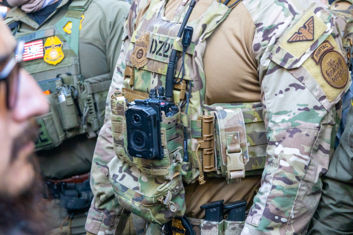 Border Patrol agent wears a body camera in Chicago in October. (Capitol News Illinois file photo by Andrew Adams)