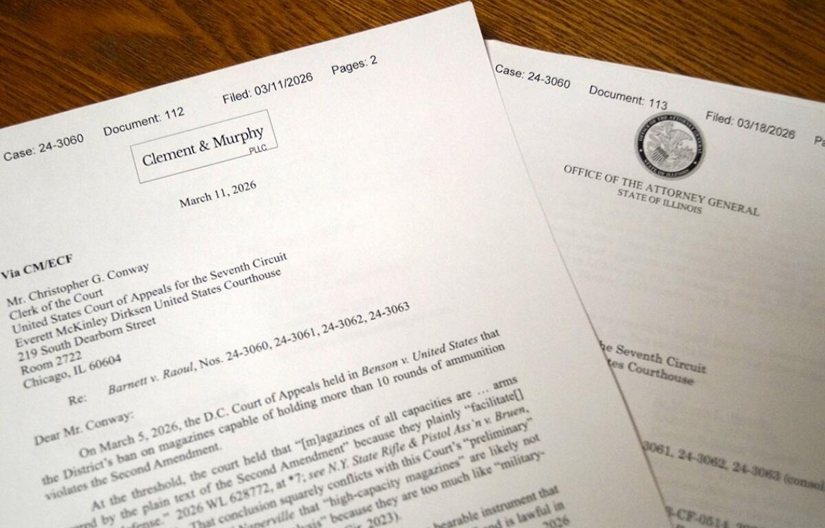 Lawyers in a case challenging Illinois’ ban on assault weapons and large-capacity magazines are asking the 7th Circuit Court of Appeals to consider additional arguments as a three-judge panel continues to weigh the case. (Capitol News Illinois photo by Peter Hancock)