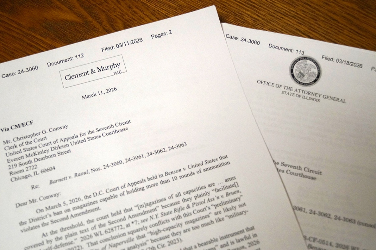 Lawyers in a case challenging Illinois’ ban on assault weapons and large-capacity magazines are asking the 7th Circuit Court of Appeals to consider additional arguments as a three-judge panel continues to weigh the case. (Capitol News Illinois photo by Peter Hancock)