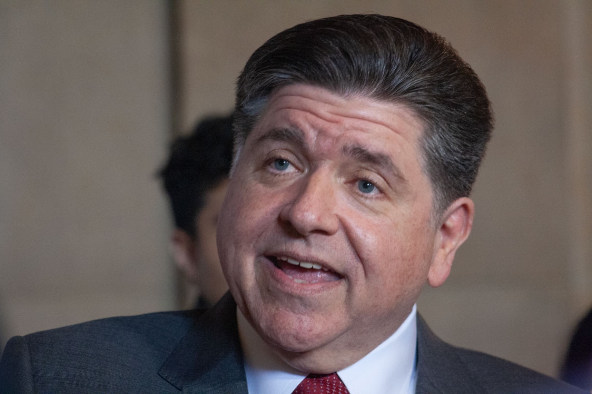 Gov. JB Pritzker takes questions from reporters during Agriculture Day at the Illinois Capitol on Tuesday, March 24, 2026. (Capitol News Illinois photo by Jenna Schweikert)