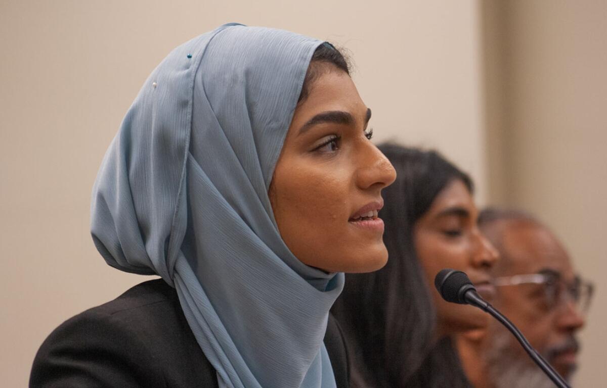 Rep. Nabeela Syed, sponsor of a prescription drug board bill, speaks at a committee meeting Tuesday, March 25. Although the bill faced many concerns from lawmakers, it passed out of committee pending an amendment. (Capitol News Illinois photo by Jenna Schweikert)
