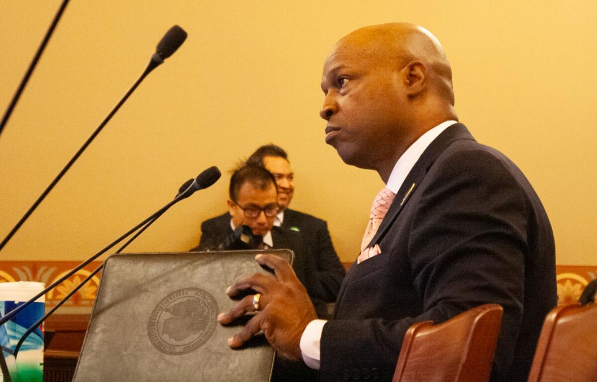 House Speaker Emanuel “Chris” Welch presents his bill to limit where federal immigration centers can be placed in Illinois to a House committee on Wednesday, March 25, 2026. (Capitol News Illinois photo by Jenna Schweikert)