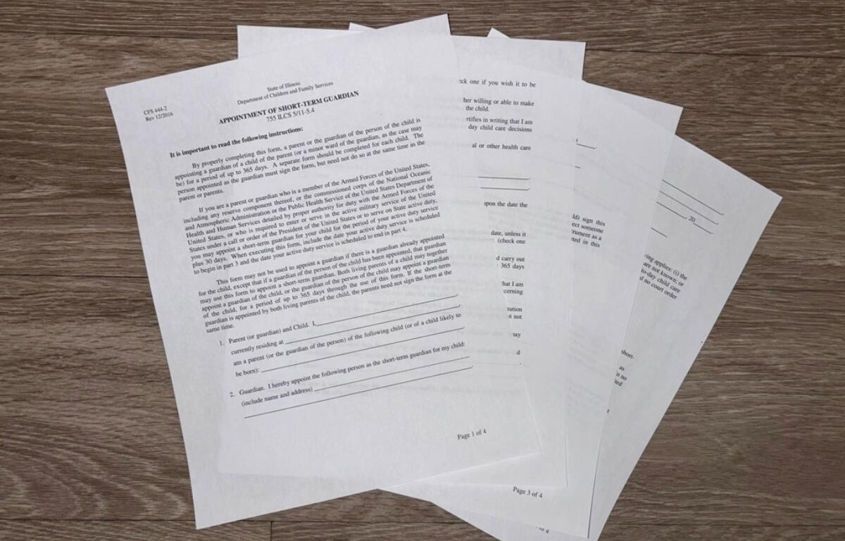 Form CFS 44-2, also known as the short-term guardianship form, allows parents in Illinois to appoint temporary custody for their children during a crisis. (Medill Illinois News Bureau photo by Olivia Ardito)