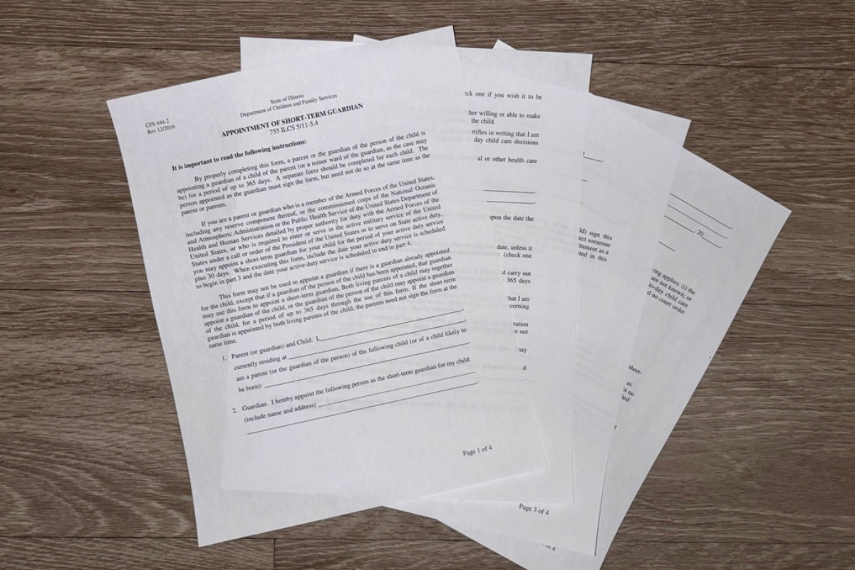 Form CFS 44-2, also known as the short-term guardianship form, allows parents in Illinois to appoint temporary custody for their children during a crisis. (Medill Illinois News Bureau photo by Olivia Ardito)