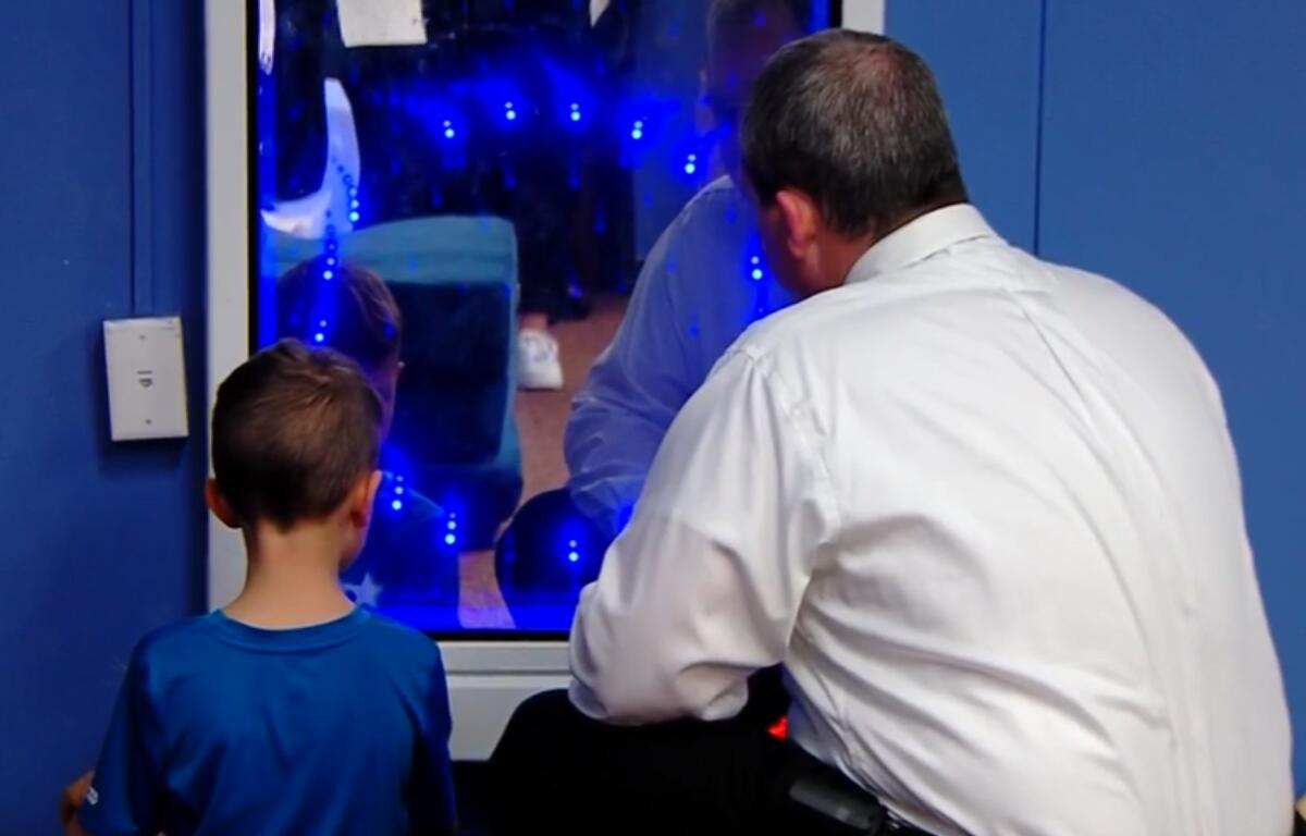 The Horace Mann Educators Foundation donated interactive panels, which use lights and sounds to help students calm down.