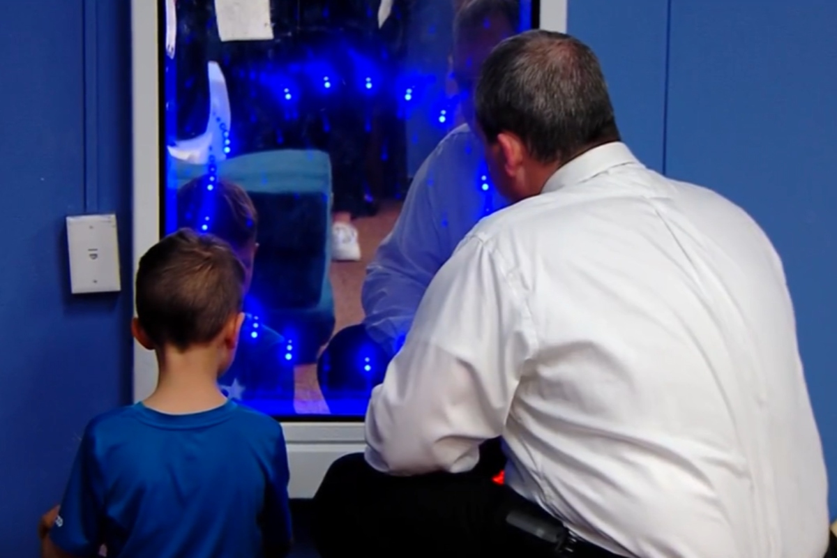 The Horace Mann Educators Foundation donated interactive panels, which use lights and sounds to help students calm down.