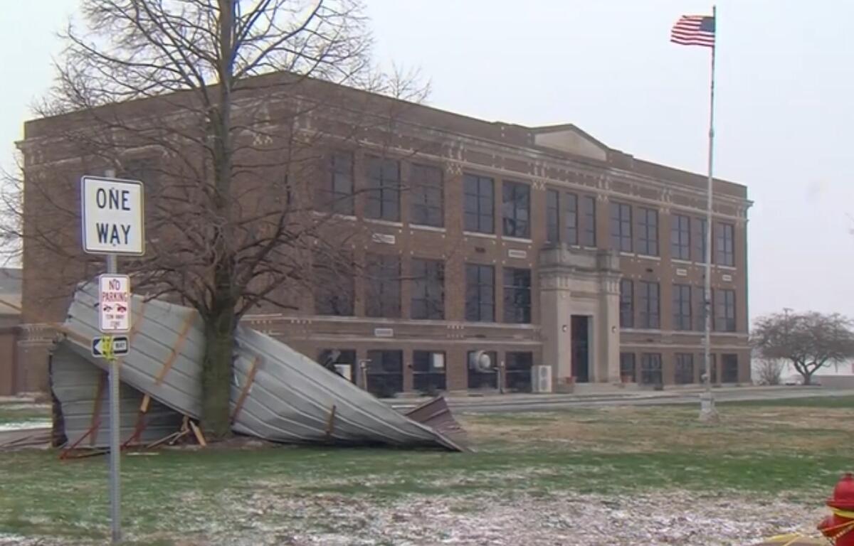 An EF-1 tornado caused damage at a school in Nokomis.