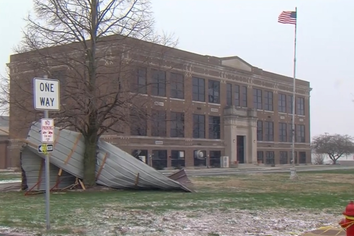 An EF-1 tornado caused damage at a school in Nokomis.