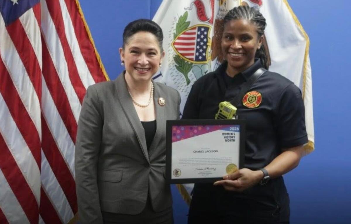 Chanel Jackson (right) was recently honored by Comptroller Susana Mendoza.