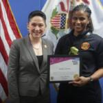 Chanel Jackson (right) was recently honored by Comptroller Susana Mendoza.