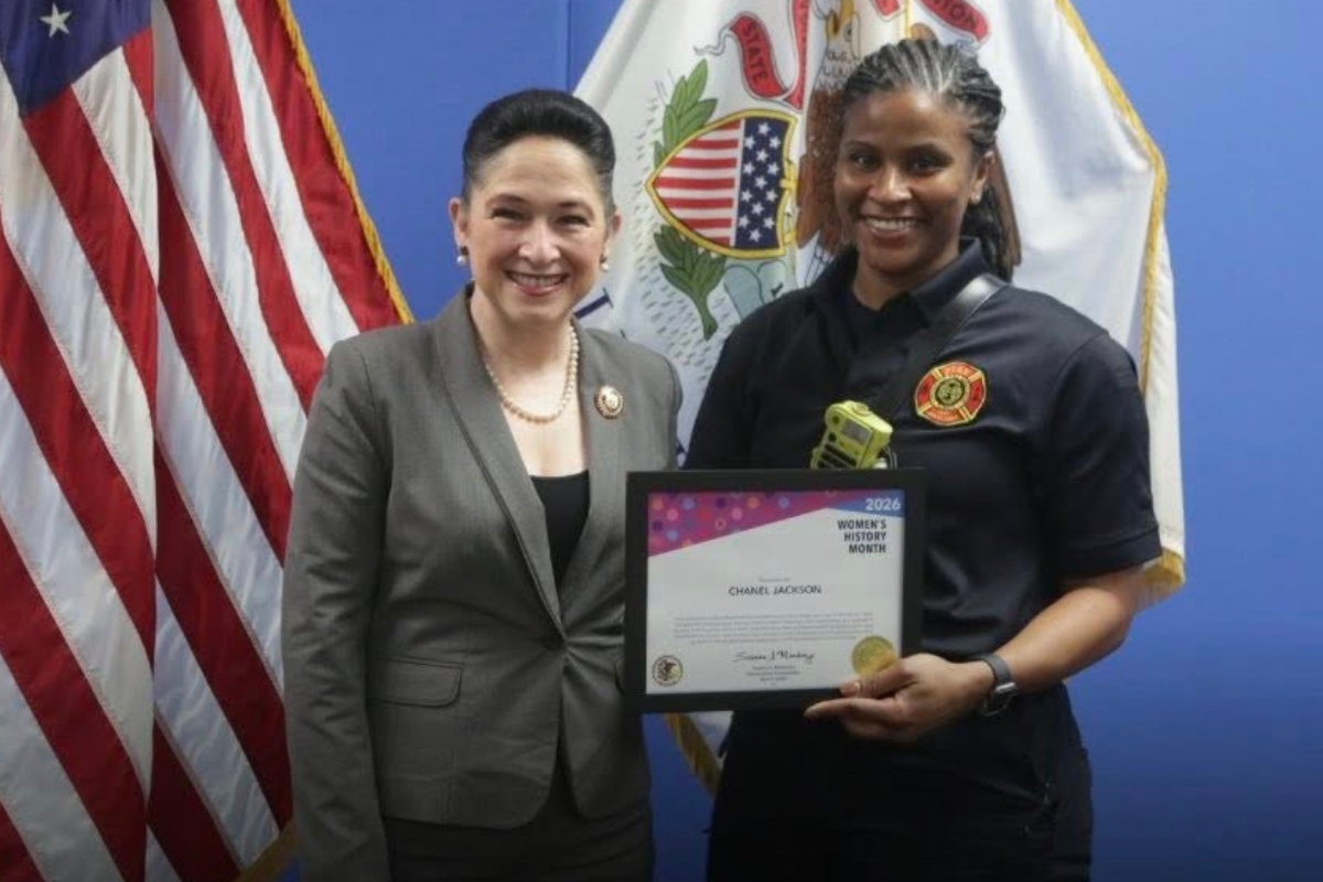 Chanel Jackson (right) was recently honored by Comptroller Susana Mendoza.