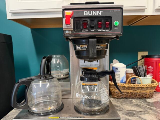 A BUNN coffeemaker sits ready for use at the Capitol Media Group studios in Springfield.