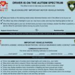 A sample envelope that will be provided to drivers with Autism.