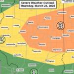 Springfield is close to being in an "enhanced" risk area for severe weather.