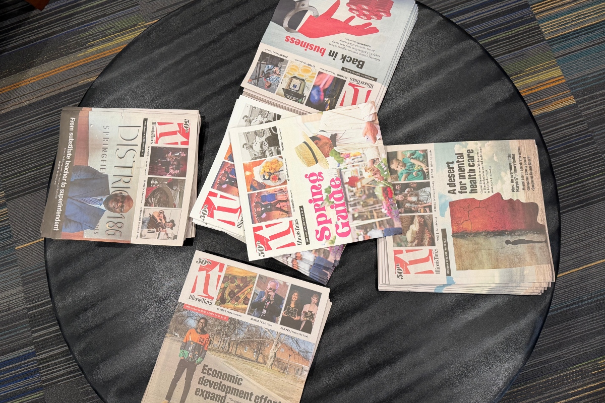 Copies of the Illinois Times are on display at the Capitol Media Group studios.