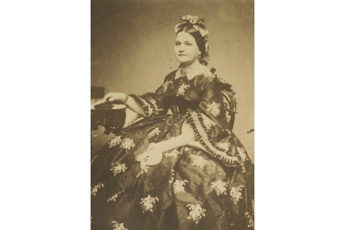 This "strawberry dress," worn by Mary Lincoln, is now on display at the Abraham Lincoln Presidential Library and Museum.