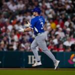Italy catcher Kyle Teel (3) celebrates as he run the bases after a home run against the United States inning of a World Baseball Classic game, Tuesday, March 10, 2026, in Houston. (AP Photo/Ashley Landis)