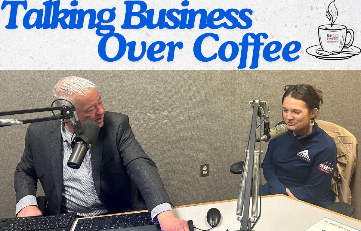 Capitol Media Group Vice President/General Manager Chris Bullock talks with Sara VanHala of Growth Corp.