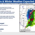 The National Weather Service forecast for Sunday's winter and severe weather.