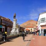 Potosi in Bolivia - May 24 2025: every day life around the main square named "Plaza 10 de Noviembre"