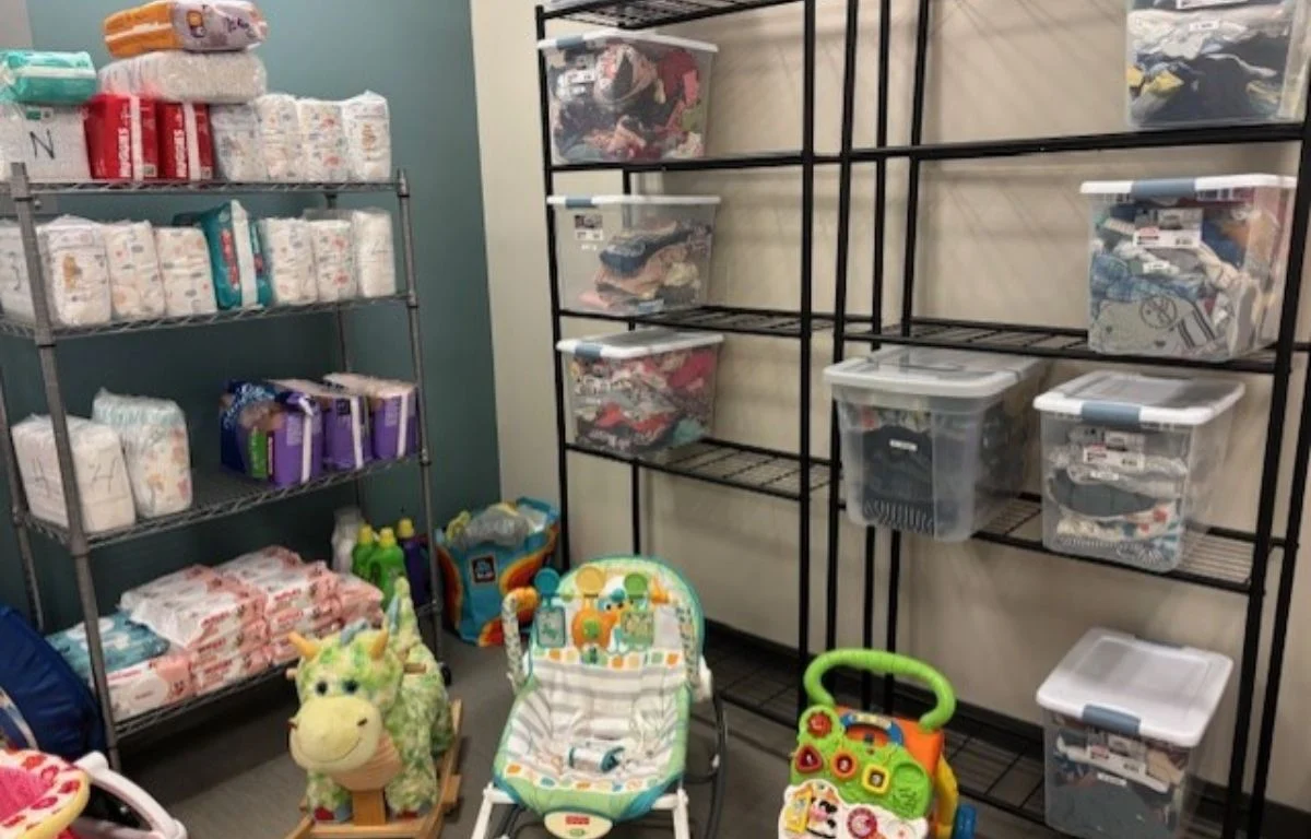 The "Stork Stop" program provides baby clothing and postpartum supplies at no cost to patients in need.