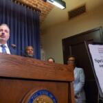 Ben Jackson of the Illinois Bankers Association urges lawmakers to repeal a state law that prohibits financial institutions from charging fees on the tax and tip portion of debit card transactions. (Capitol News Illinois photo by Jerry Nowicki)