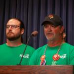 Illinois State University building service worker and staff union president Chuck Carver speaks at a news conference at the Illinois Capitol in Springfield on Tuesday, April 28, 2026. (Capitol News Illinois photo by Jenna Schweikert)