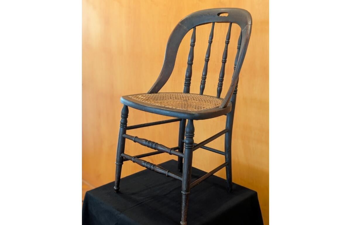 This chair from Ford's Theatre has been donated to the Abraham Lincoln Presidential Library and Museum by Gordon McCray.